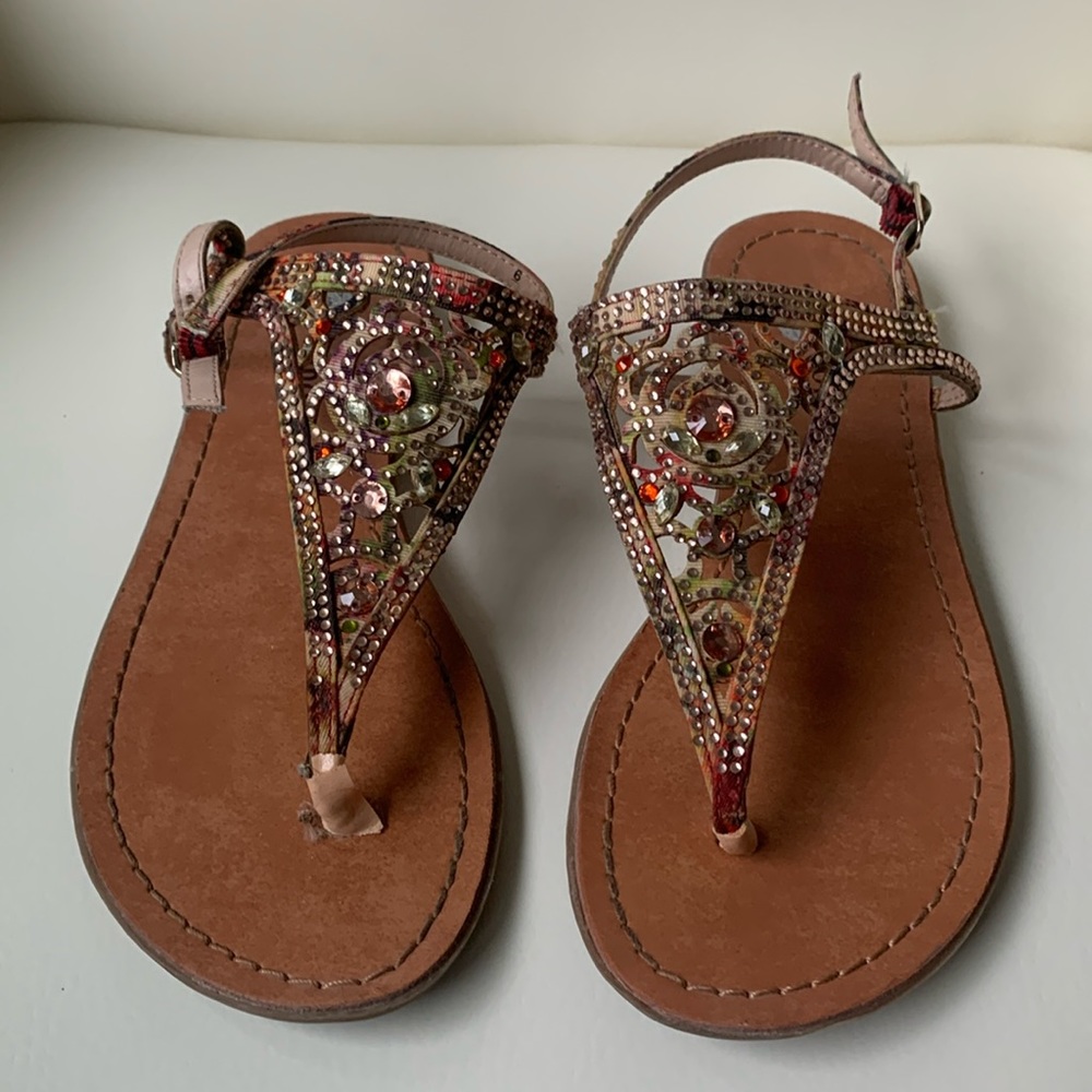 Multicoloured Embellished Sandals
